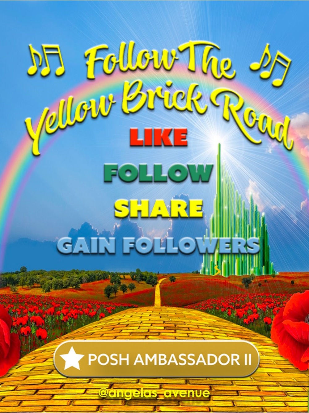 GAIN FOLLOWERS Wizard of Oz Like and Share